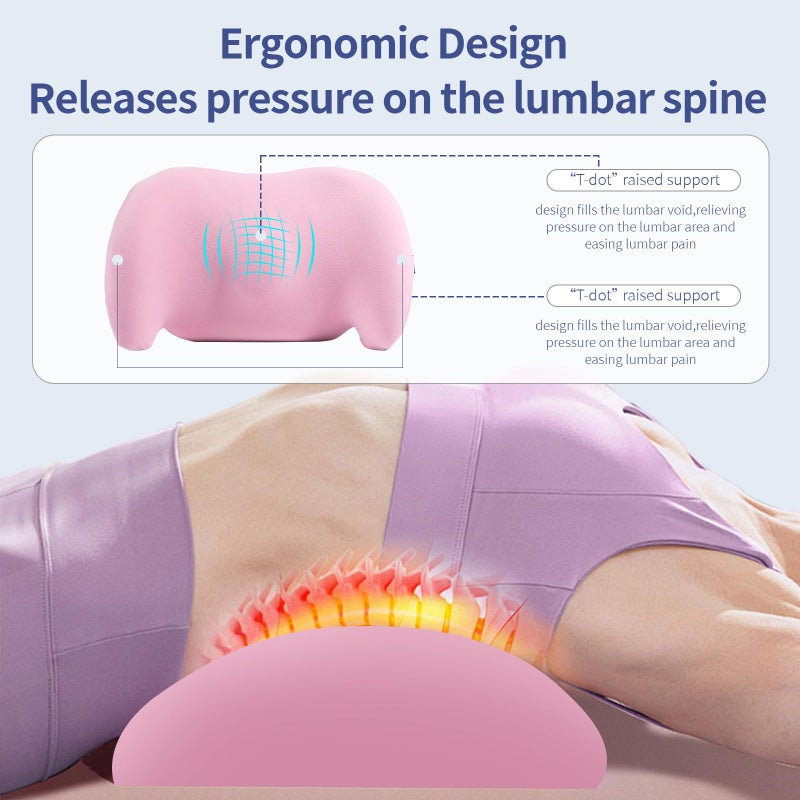 BYMECOST Lumbar Support Pillow for Office Chair  Car Lumbar Pillow Lower Back Pain Relief  Memory Foam Back Cushion with Adjustable Straps  Ergonomic Chair Back Pillow for Gaming Chair  Car  Bed (PINK) - Image 5